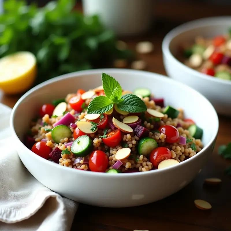 Tabbouleh de Espelta y Mentas Frescas: Ensalada Libanesa Alta en Fibra