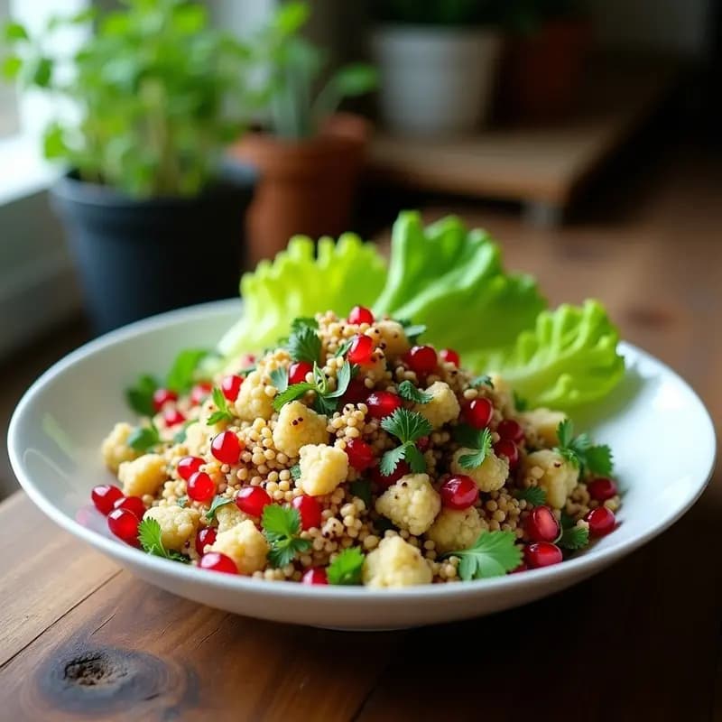 Tabouleh de Coliflor y Granados: Ensalada Libanesas Sin Gluten y Crujiente