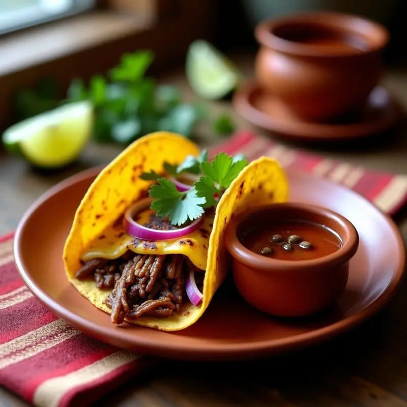 Taco de Birria de Cordero: Receta Mexicana Tradicional con Consomé y Cebolla Morada