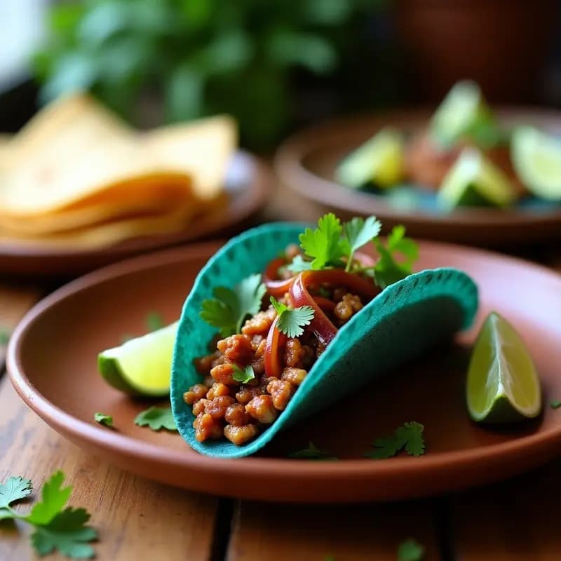 Taco de Chorizo de Hongos y Chipotle: Receta Mexicana Vegana con Cebolla Carmélizada y Cilantro