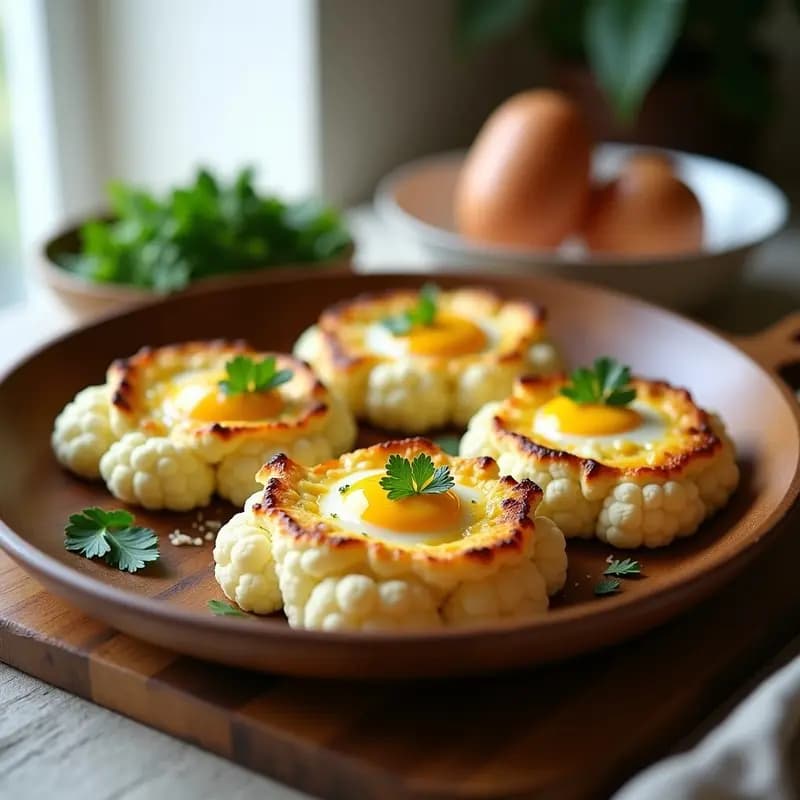 Tacones de Coliflor con Huevos al Horno: Receta Keto Fácil y Rápida en 25 Minutos