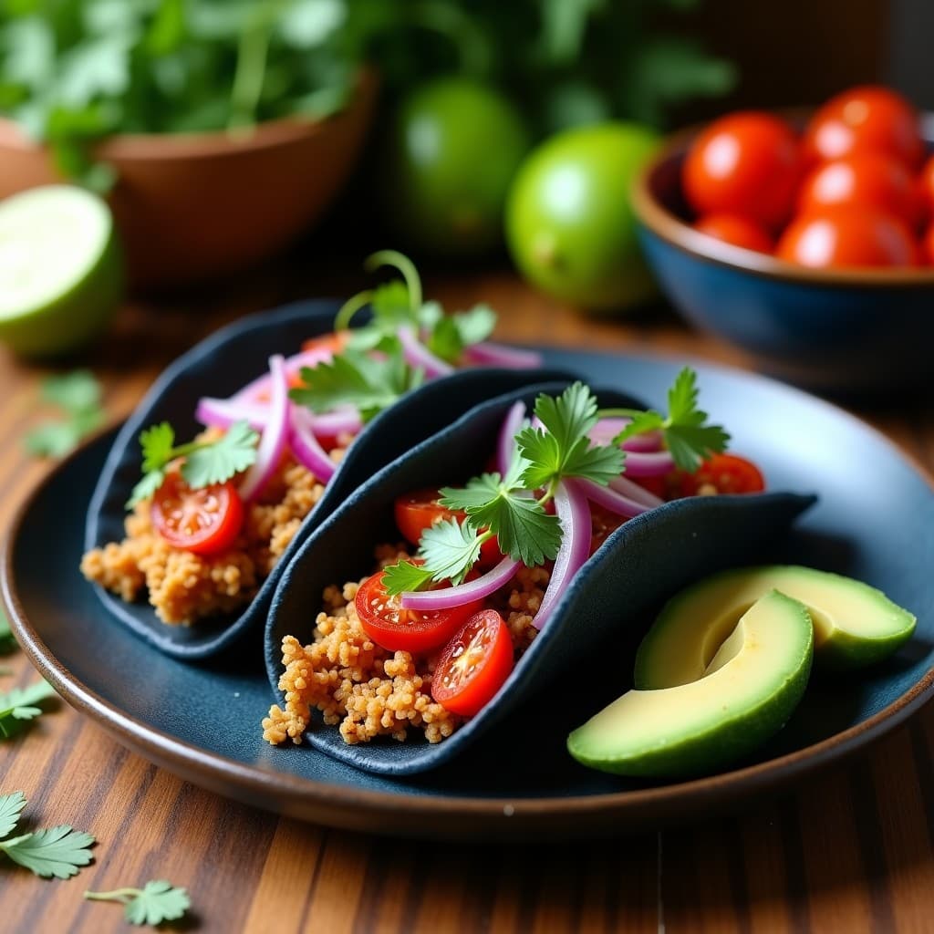 Tacos de algorithmia y jitomate confitado: Receta Futurista Vegana en Airfryer