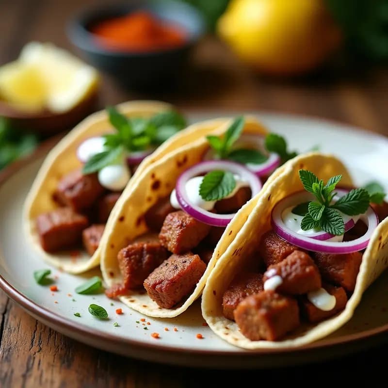 Tacos Árabes de Carne de Res con Salsa de Yogur y Zaatar: Receta de Oriente Medio en Airfryer