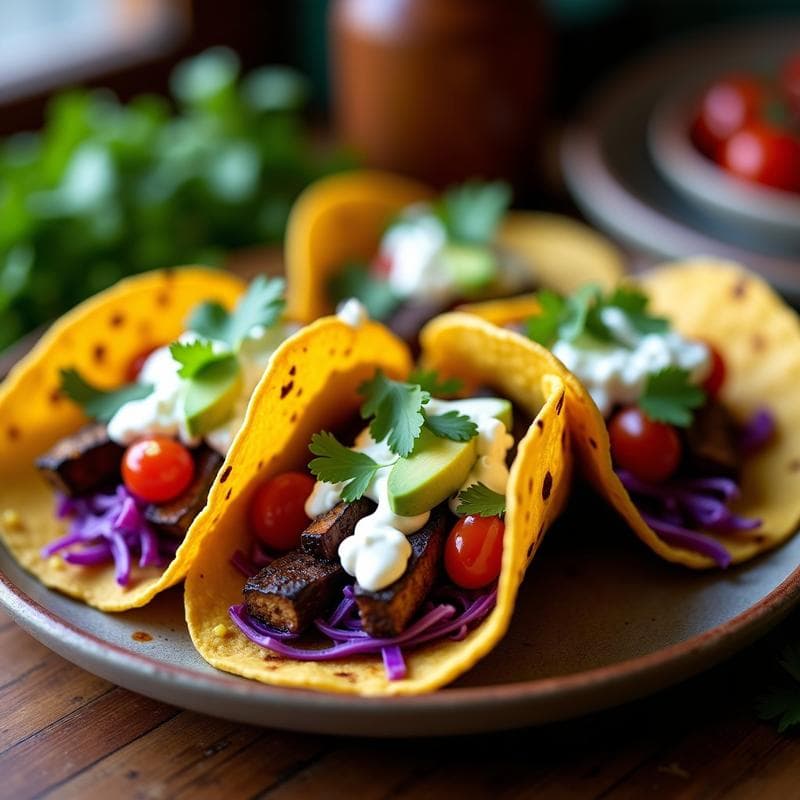 Tacos de Berenjena Ahumada con Queso Feta: Receta Vegana Sin Horno en 20 Minutos