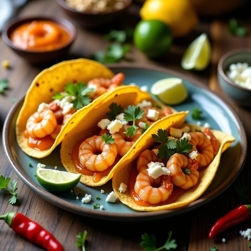 Tacos de Camarones al Ají Rocoto y Lúcuma: Receta Peruana Picante y Dulce en 20 Minutos