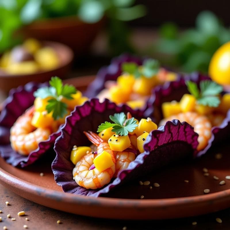 Tacos de Camarones y Mango con Salsa de Maracuyá: Receta Mexicana Gourmet en 20 Minutos
