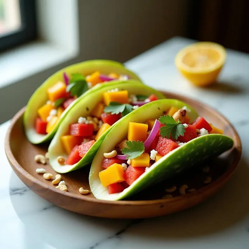 Tacos de Cáscara de Sandía con Ensalada de Pulpo y Mango: Receta Mexicana Creativa y Refrescante