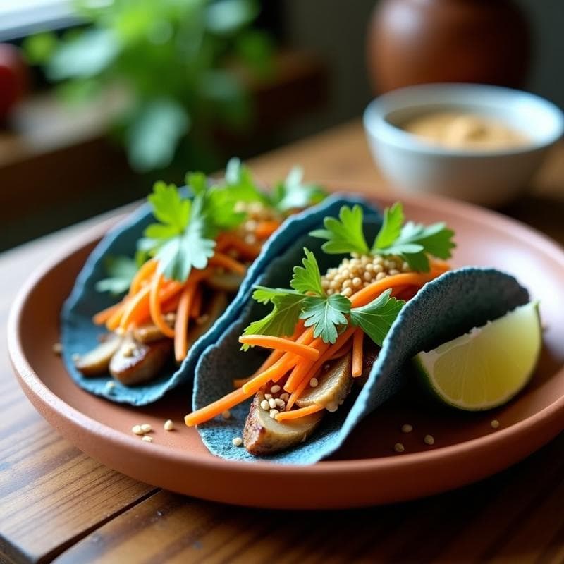 Tacos de Chayote y Hongos Shiitake: Receta Vegana con Salsa de Cacahuete y Lima