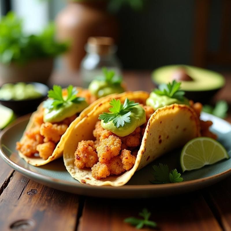 Tacos de Chicharrón de Coliflor con Salsa de Aguacate: Receta Keto Crujiente
