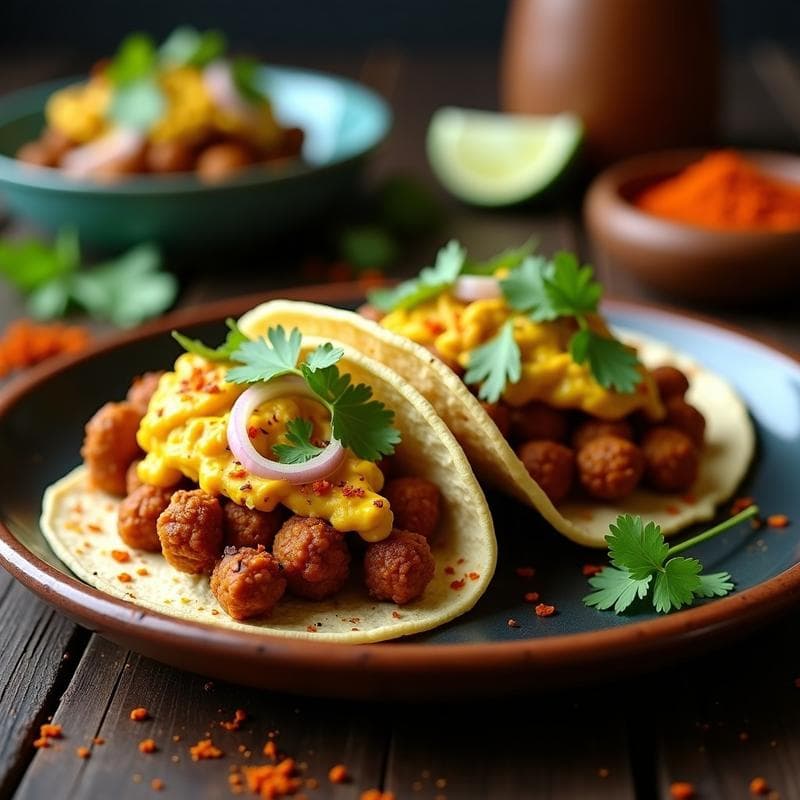 Tacos de Chorizo Vegano y Queso de Cúrcuma: Receta Mexicana en Airfryer Sin Gluten