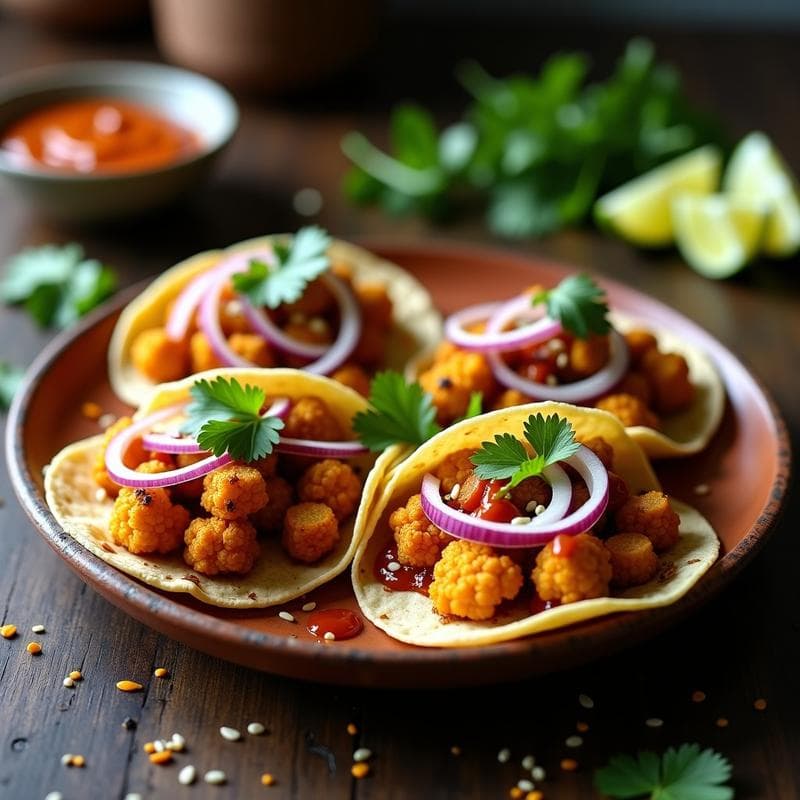 Tacos de Coliflor y Chirivía con Aderezo de Tamarindo: Receta Vegana Keto en Airfryer