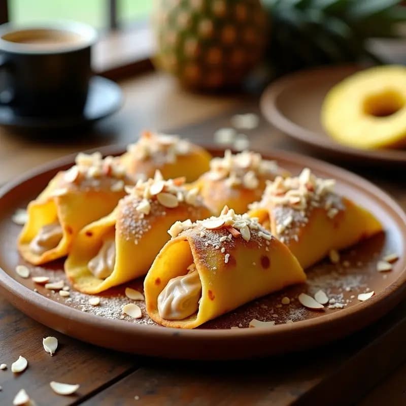 Tacos Dorados de Café con Piña Colada: Receta Fusion Rápida y Energizante