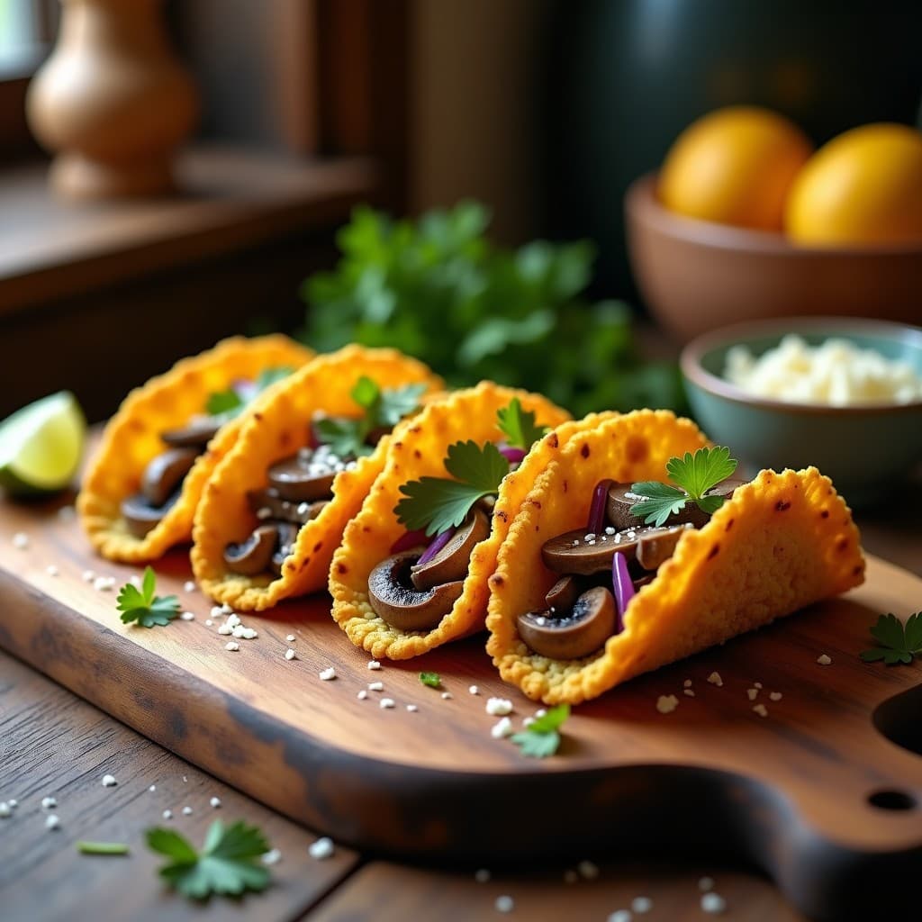 Tacos Dorados de Coliflor Rellenos de Hongos Portobello: Receta Keto y Sin Gluten en Airfryer