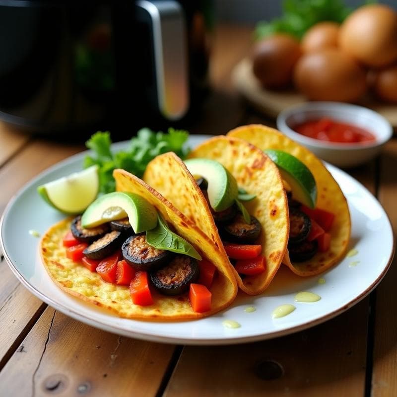 Tacos Dorados de Verduras Ahumadas: Receta Sin Gluten en Airfryer en 20 Minutos