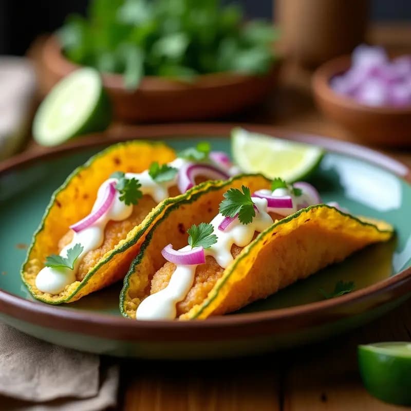 Tacos de Flor de Calabacín Rellena de Pescado Blanco y Aderezo de Lima: Receta Mexicana en Airfryer