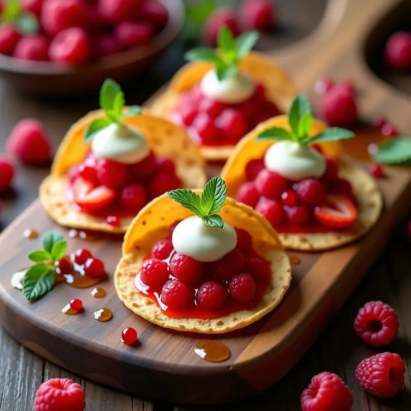 Tacos de Gelatina de Frutos Rojos y Queso Fresco: Explosión de Texturas