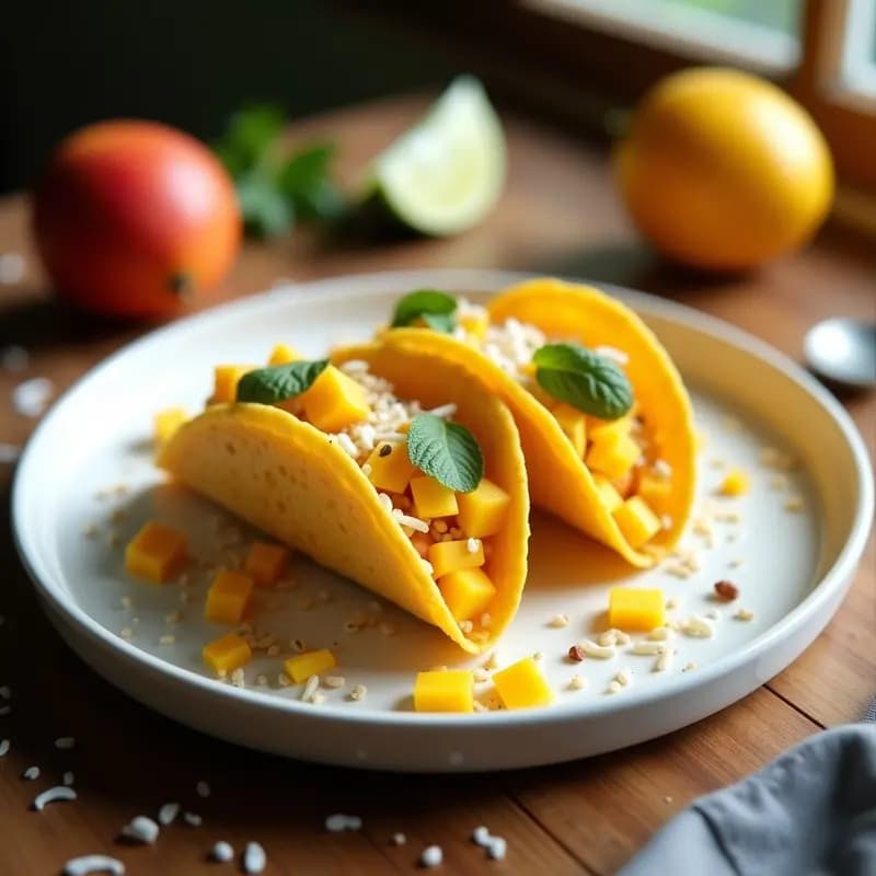 Tacos de Hielo con Salsa de Mango y Chía: Postre Veraniego Sin Azúcar en 5 Minutos