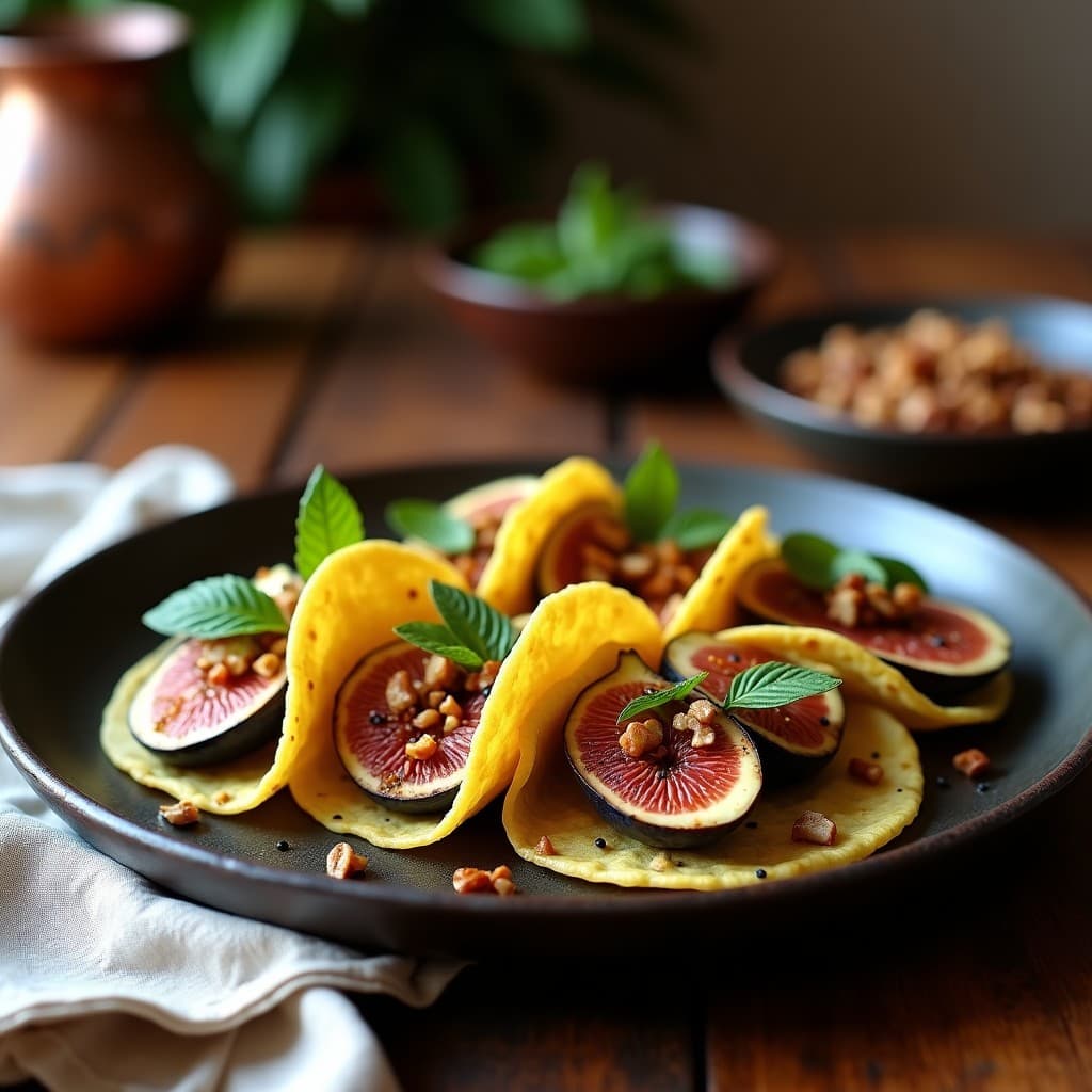Tacos de Higos Asados con Queso de Albaricoque y Nueces: Receta Fusion Árabe-Mexicana en Airfryer