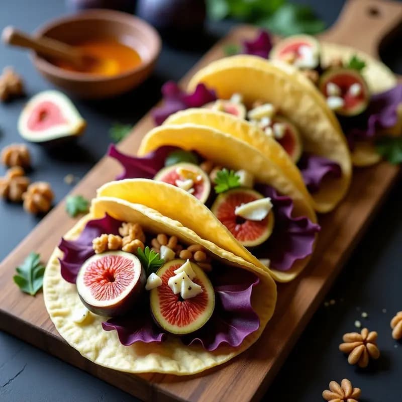 Tacos de Higos y Queso Azul con Reducción de Miel: Entrante Sofisticado en 15 Minutos