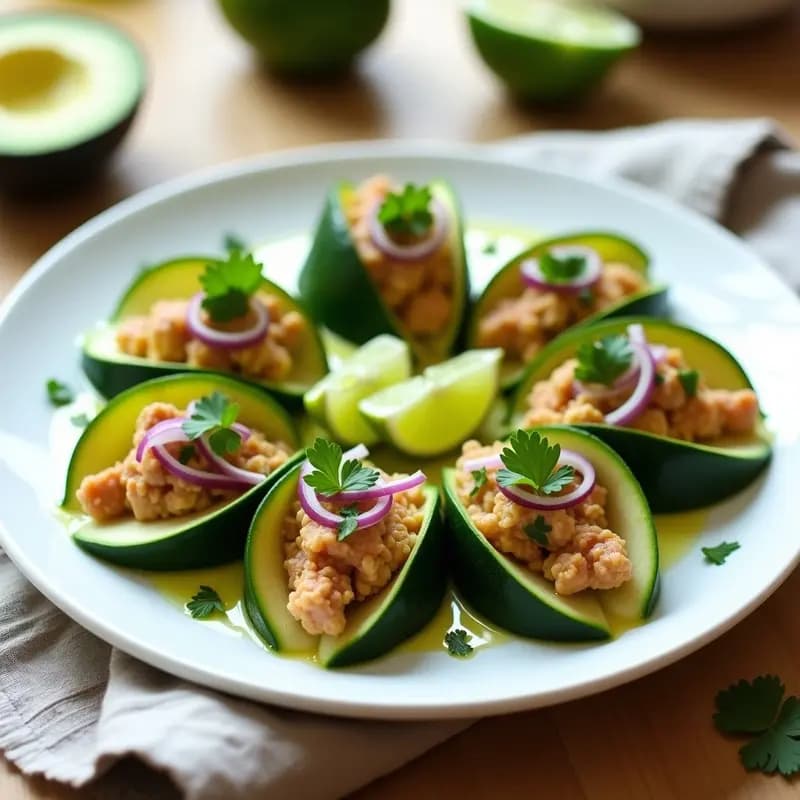 Tacos de Higuitos de Calabacín con Relleno de Atún y Aguacate: Receta Mexicana Sin Gluten