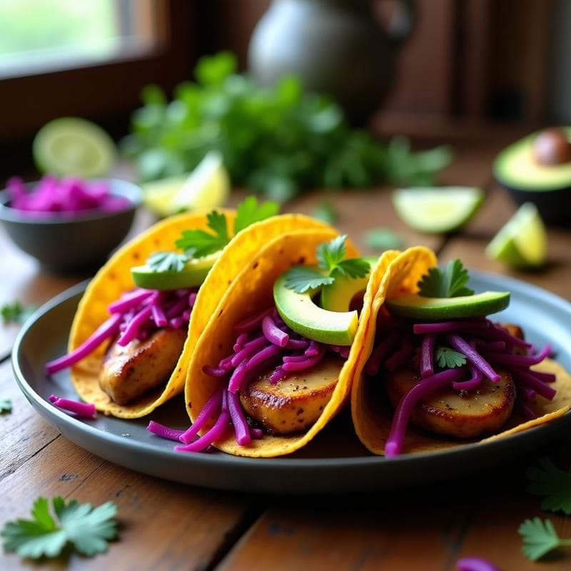 Tacos de Hongo Ostra al Chipotle con Col Morada: Receta Vegana en Thermomix Rápida y Picante
