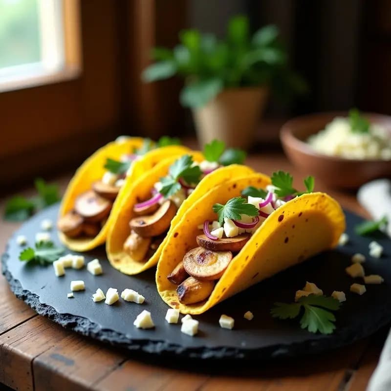 Tacos de Hongos Chanterelle y Queso Cotija: Receta Mexicana Gourmet en Airfryer