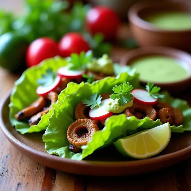 Tacos de Hongos Maitake y Rabanitos con Salsa de Aguacate y Lima: Receta Mexicana Keto