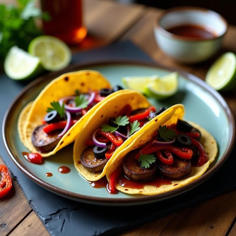 Tacos de Hongos Portobello Marinado en Adobo: Receta en Airfryer con Toque Español