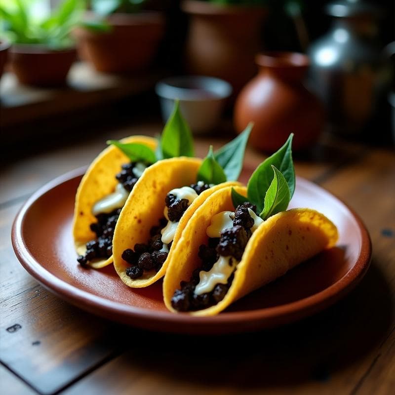 Tacos de Huitlacoche y Trufa: Receta Gourmet al Horno con Sabor Profundo