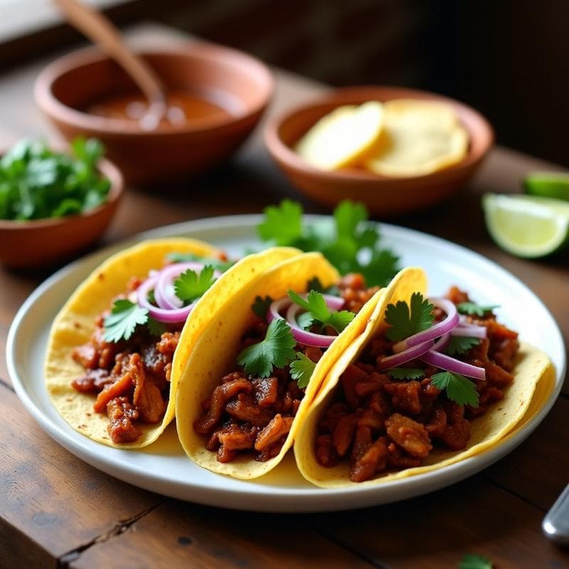 Tacos de Jackfruit Desmenuzado con Mole Poblano: Receta Vegana en Airfryer sin Gluten