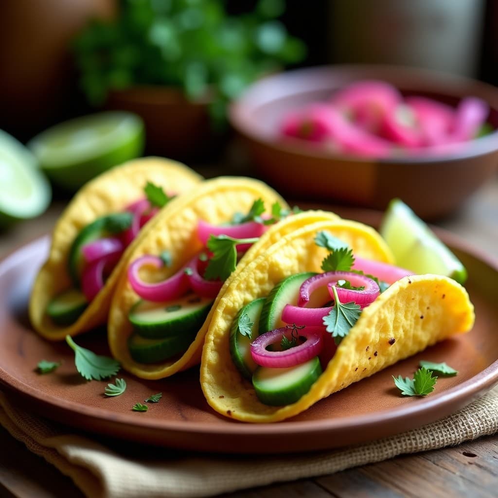 Tacos de Jamaica y Pepino Encurtido: Receta Vegana Alta en Fibra en 15 Minutos