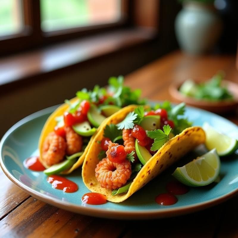 Tacos de Langostinos al Mojo de Jitomate: Receta Mexicana Baja en Calorías en Airfryer