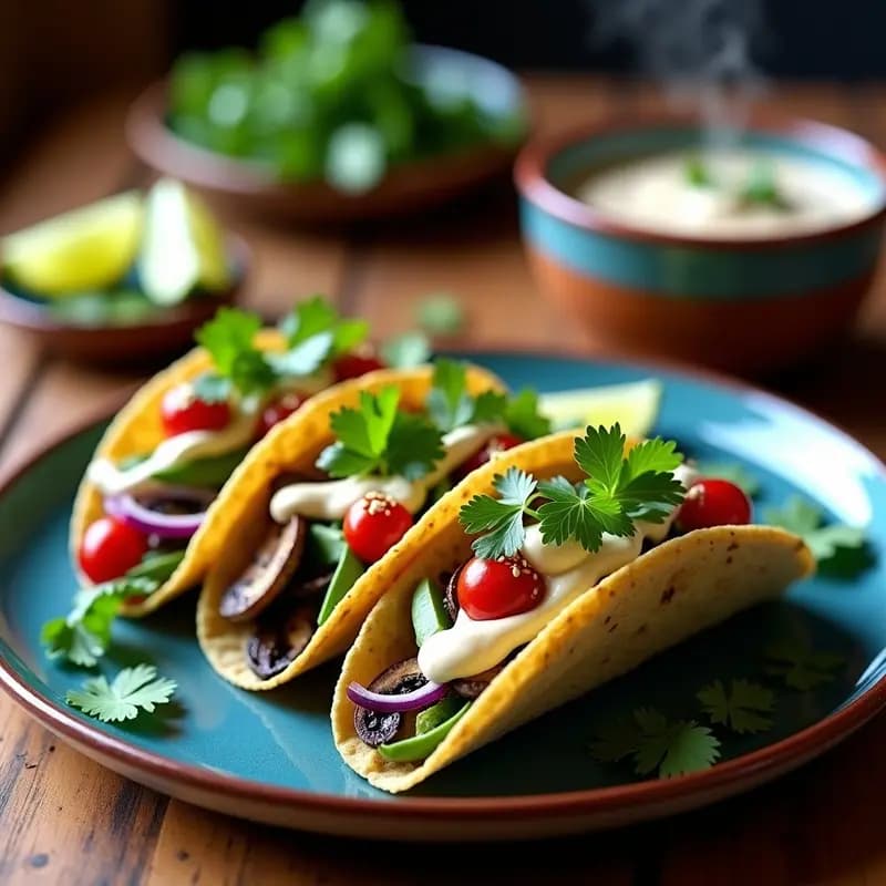Tacos de Nopales y Hongo Ostra con Crema de Anacardos: Receta Mexicana Vegana y Crudivegana