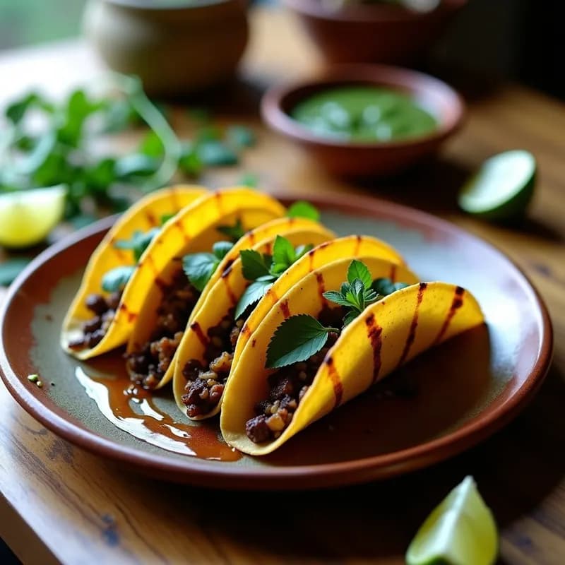 Tacos de Nopales con Huitlacoche Ahumado: Receta Gourmet en 20 Minutos con Toque Prehispánico