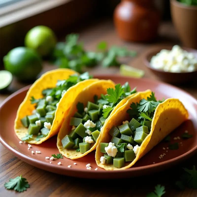 Tacos de Nopales y Queso de Cabra: Receta Mexicana Vegana con Toque ranchero en Olla Lenta