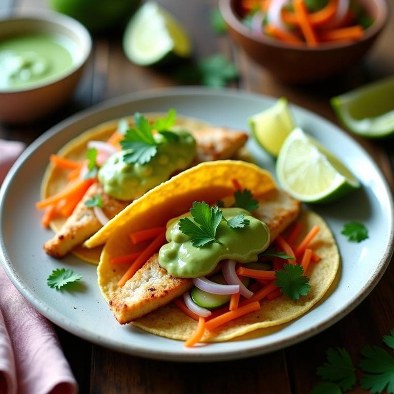 Tacos de Pescado al Estilo Bahía: Receta con Encurtidos y Salsa Verde en 25 Minutos
