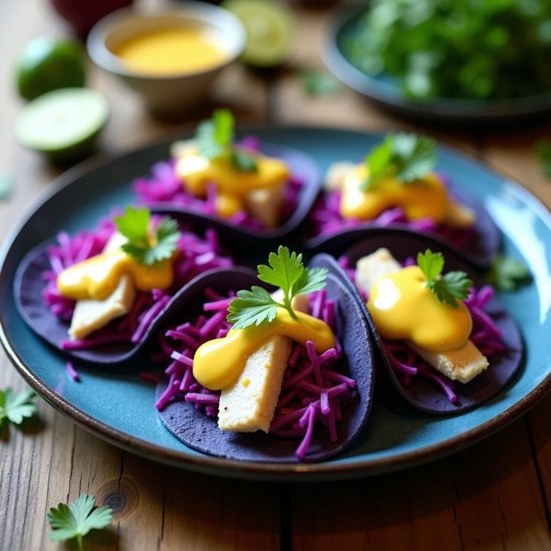 Tacos de Pescado Blanco con Col Morada y Aderezo de Maracuyá: Receta Costera Fresca en 15 Minutos