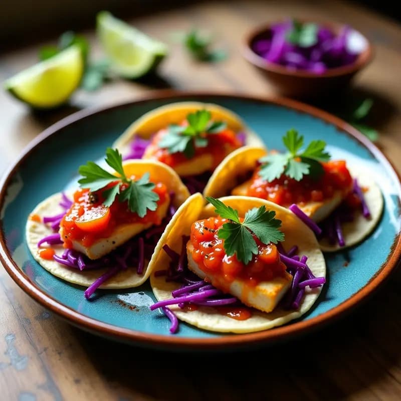 Tacos de Pescado a la Veracruzana con Repollo Morado: Receta Mexicana con Toque Citríco y Picante