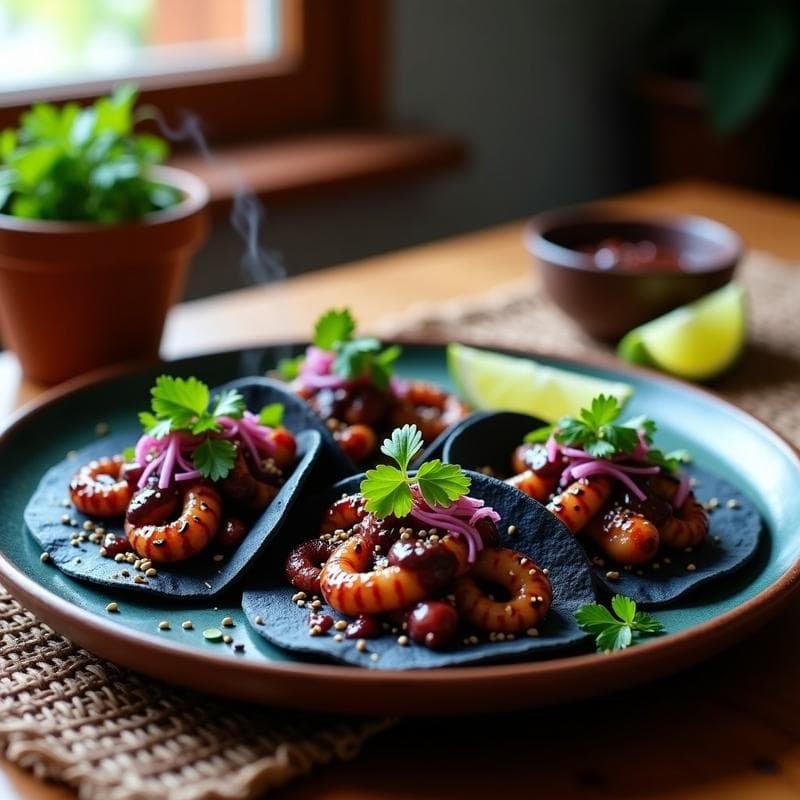 Tacos de Pulpo al Vapor con Mole Negro y Sésamo: Receta Oaxaqueña en Olla Exprés