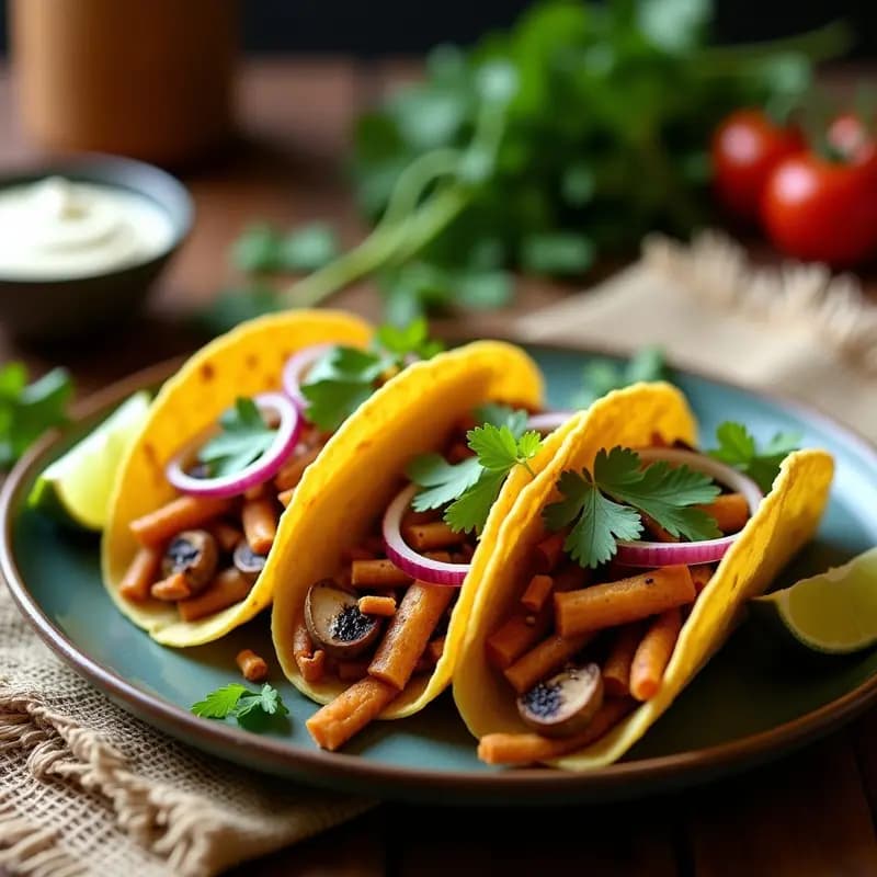 Tacos de Raíces de Yuca y Carnita de Setas Shimeji: Receta Mexicana Vegana en Airfryer