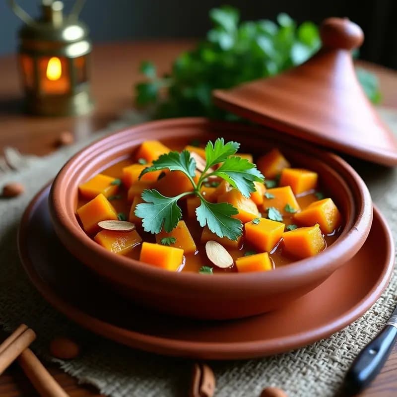 Tagine de Calabaza Butternut y Albaricoques: Receta Marroquí Vegana en Olla Lenta