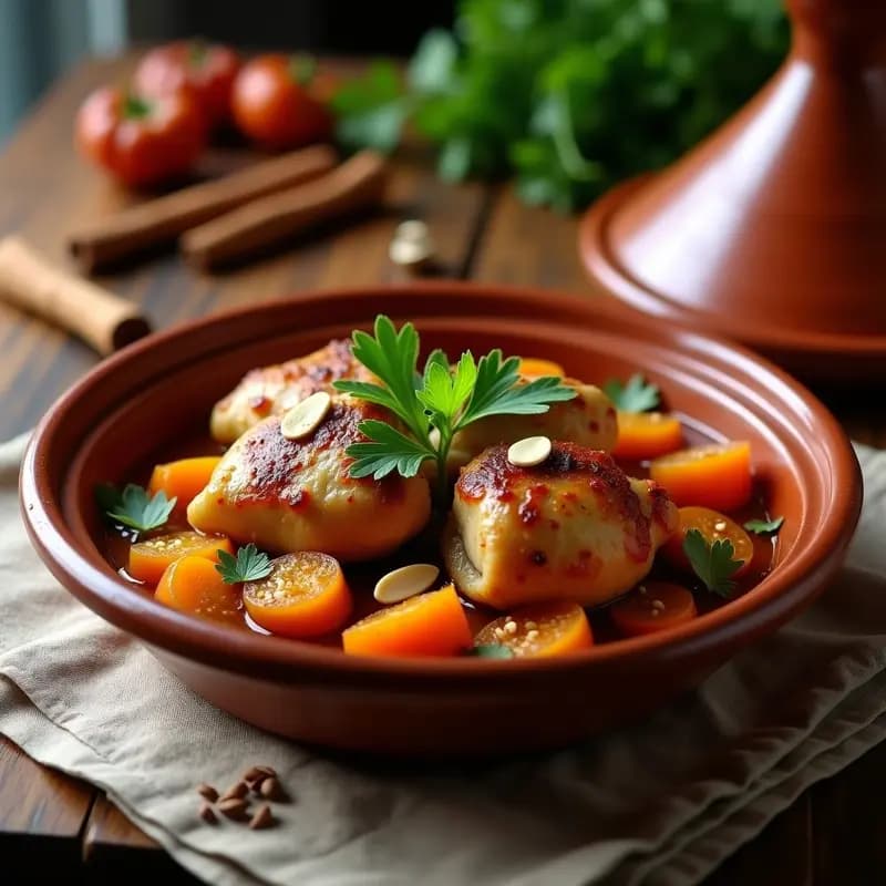Tagine de Pollo y Albaricoques: Receta Marroquí en Olla Lenta con Especias Authénticas