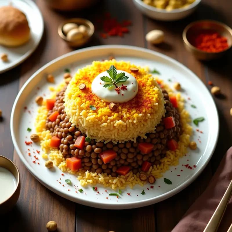 Tahchee Iraní de Arroz con Azafrán y Lentejas: Arroz Persa con Capas de Sabores y Especias