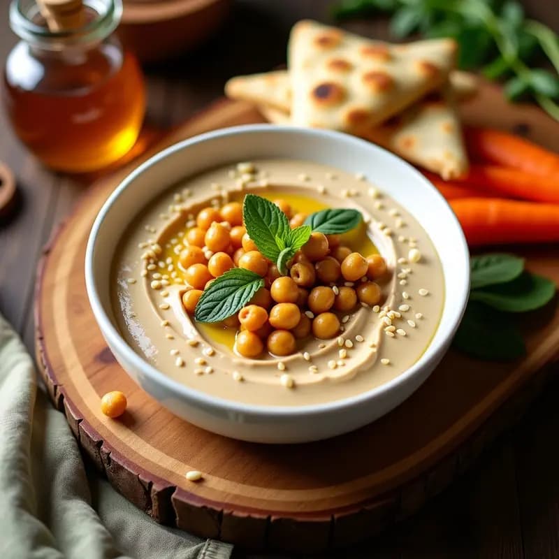 Tahini de Garbanzos Asados con Miel y Sésamo: Dip Libanes Salado-Dulce y Vegano