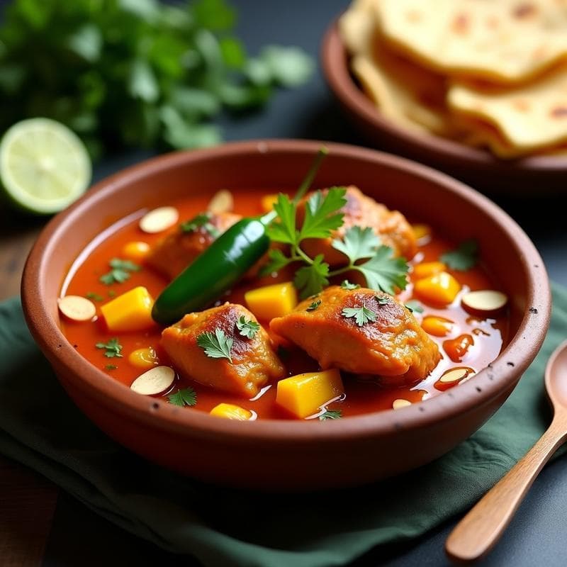 Tajín de Pollo con Mango y Chile Habanero: Receta Mexicana en Olla Lenta con Toque Picante