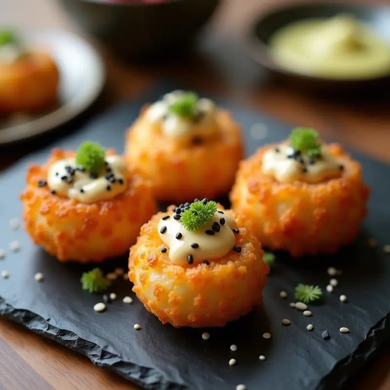 Takoyaki de Coliflor y Camarones con Mayo Japonesa: Aperitivo Japonés Low-Carb en Airfryer
