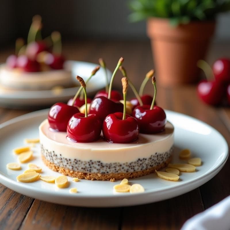 Tarta de Chía y Cerezas: Postre Sin Horno y Sin Azúcar con Toque Ácido