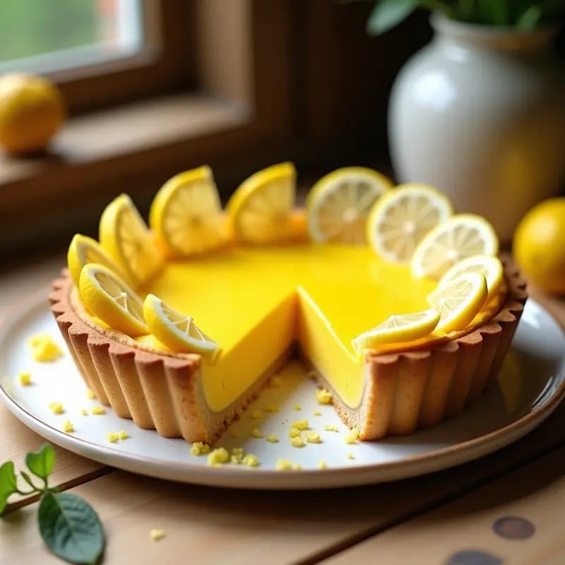 Tarta de Limón y Cúrcuma: Receta Francesa Sin Gluten y Baja en Calorías
