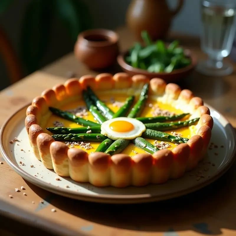 Tarta Salada de Espárragos y Huevo con Trufa: Receta Gourmet en 30 Minutos