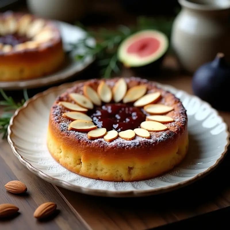 Tartea de Santiago con Almendras y Mermelada de Higo: Postre Español Sin Gluten y Tradicional
